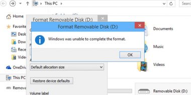 آموزش 11 روش حل مشکل Windows Was Unable To Format ویندوز 10، 8 و 7