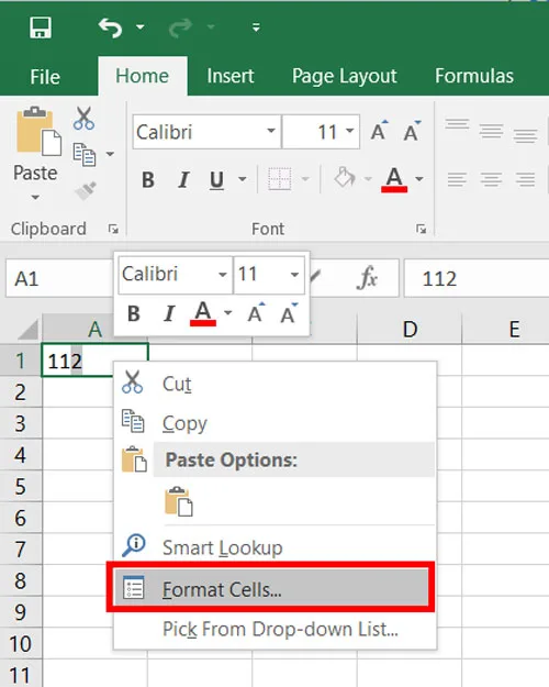 تنظیمات Format Cells