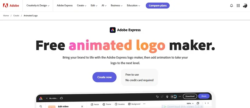 لوگو موشن با Adobe Express