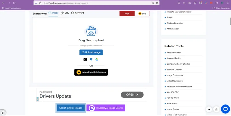 پیدا کردن افراد با عکس با SmallSEOTools