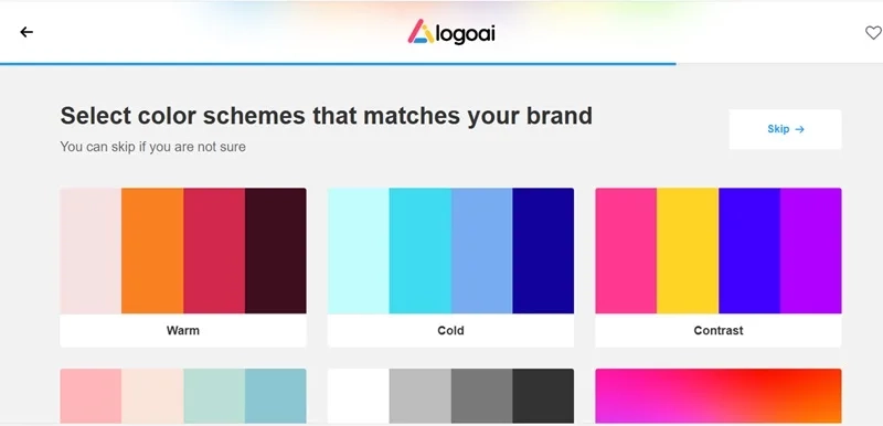 انتخاب رنگ سایت طراحی لوگو با هوش مصنوعی logoai