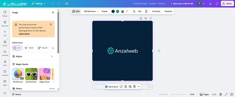 ویرایش لوگو در هوش مصنوعی Canva