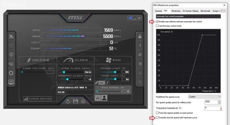 تنظیم فن با نرم&zwnj; افزار MSI Afterburner
