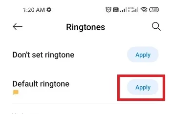 گزینه Default ringtone