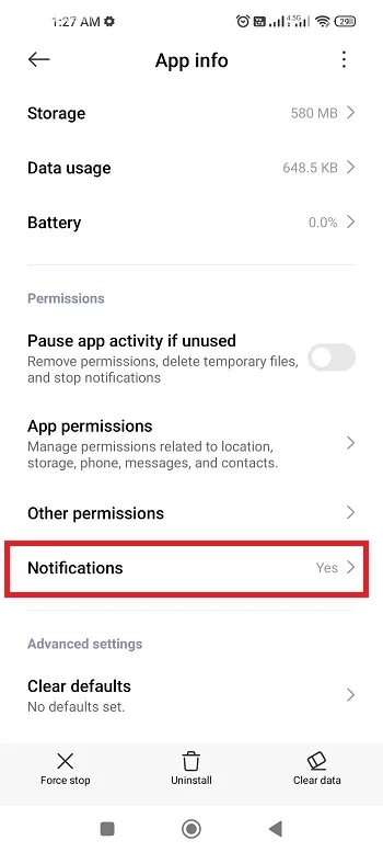 بخش Notifications