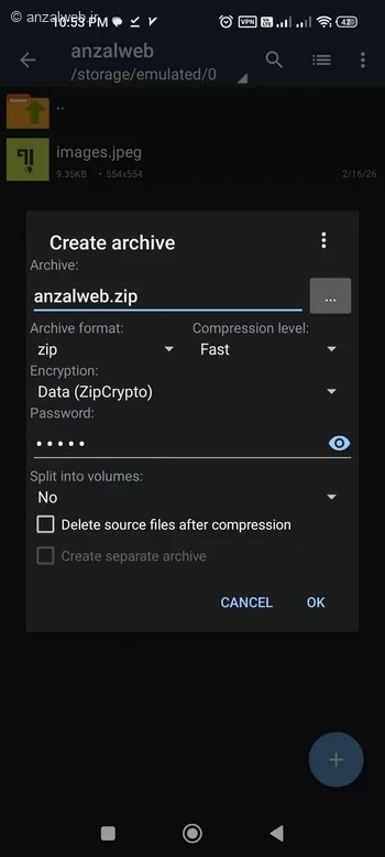 تنظیمات برنامه ZArchiver