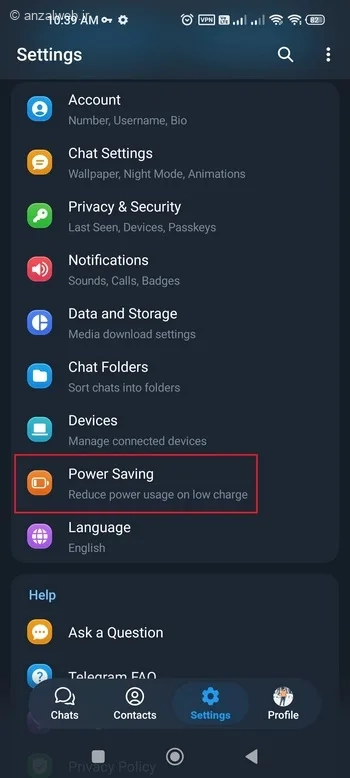 تنظیمات Power Saving