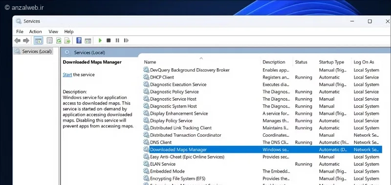 سرویس Downloaded Maps Manager ویندوز 11