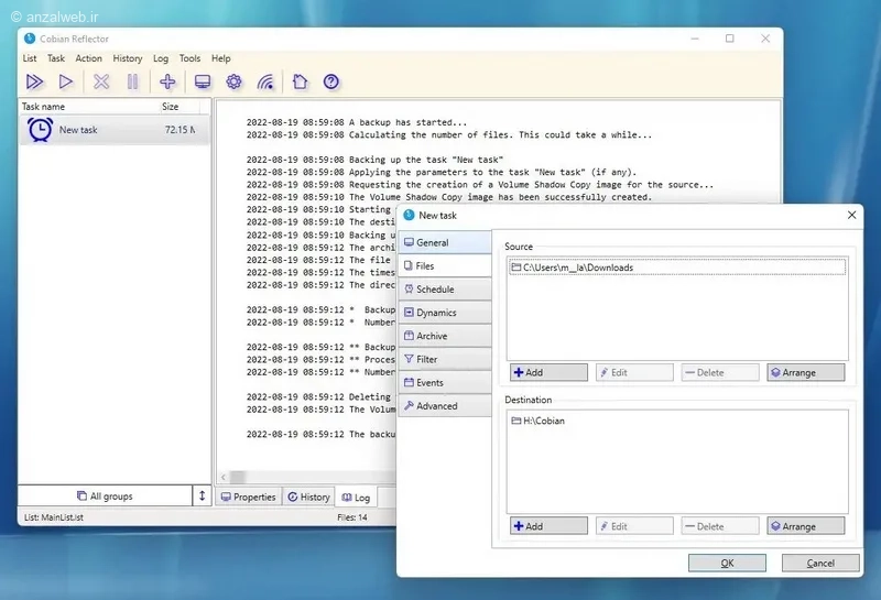 برنامه بکاپ در فلش Cobian Backup