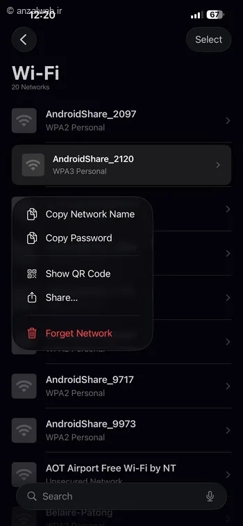 دیدن و اشتراک گذاری پسوردهای Wi-Fi آیفون