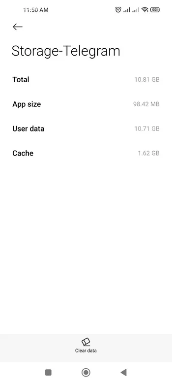گزینه Clear data تلگرام