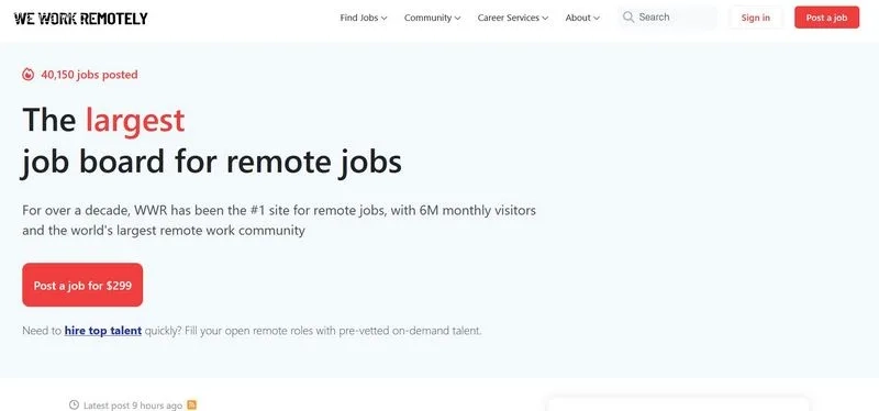 سرویس آگهی استخدام کار ریموت We Work Remotely