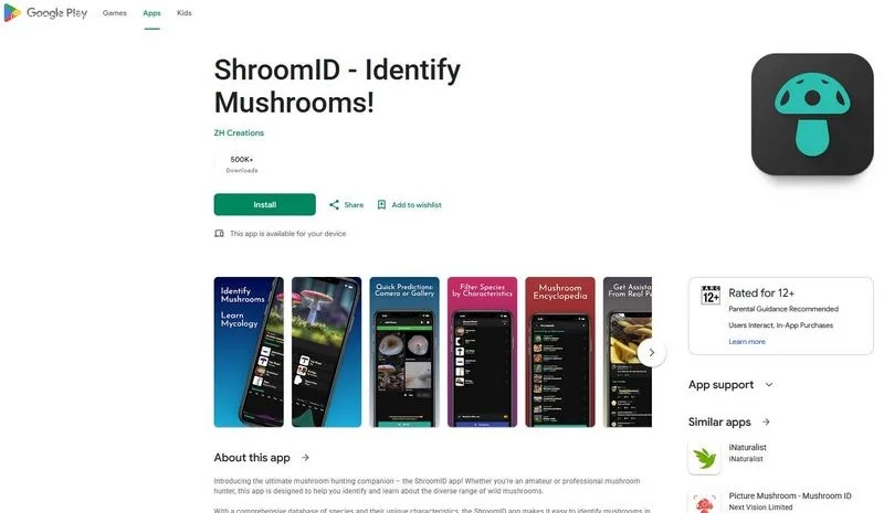 اپ فهمیدن نوع قارچ ShroomID