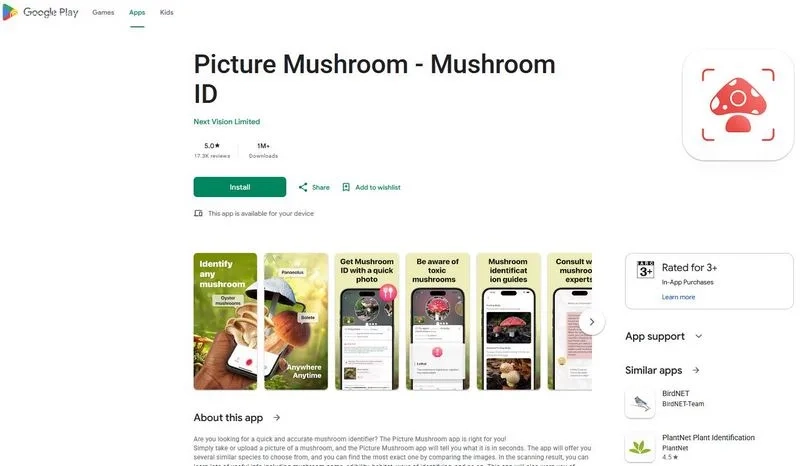 برنامه شناسایی قارچ Picture Mushroom