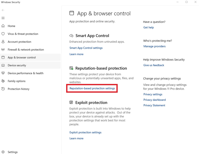 بخش Reputation-based protection