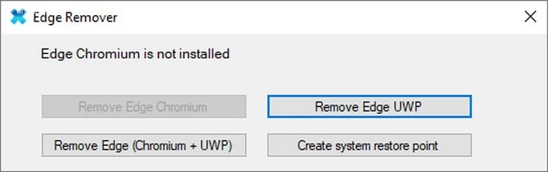استفاده از برنامه Microsoft Edge Remover یا Remove MS Edge