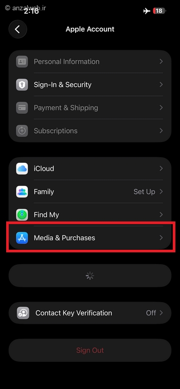 گزینه Media & Purchases
