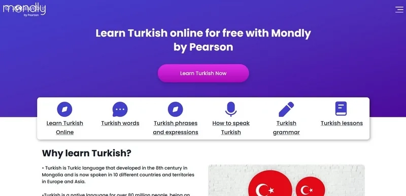اپلیکیشن آموزش زبان ترکی استانبولی Mondly