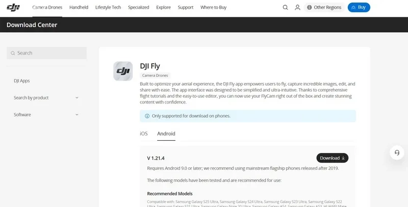 برنامه DJI Fly