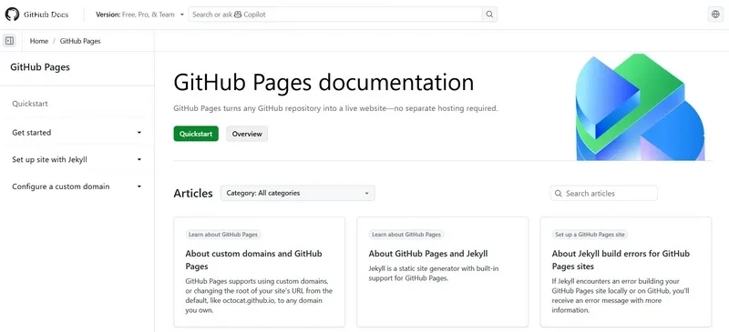 سرویس GitHub Pages گیت هاب