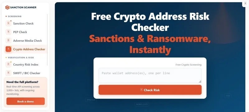 ابزار Sanction Scanner Crypto Checker