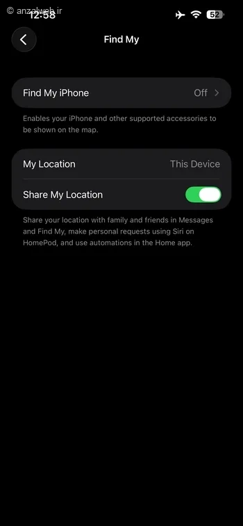 گزینه Find My iPhone