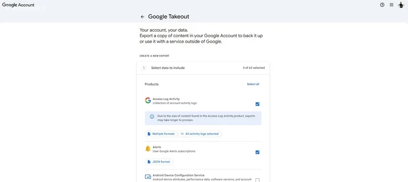 آموزش بکاپ گرفتن از کل اطلاعات حساب گوگل توسط Google Takeout