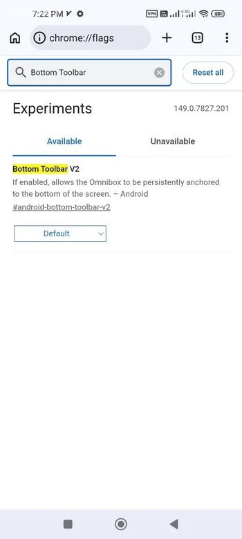 فلگ Bottom Toolbar