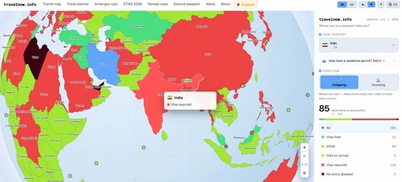 نقشه سرویس TravelNow