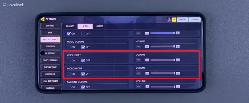 بررسی تنظیمات Voice Chat