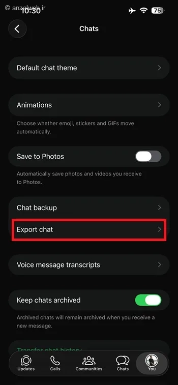 گزینه Export Chat