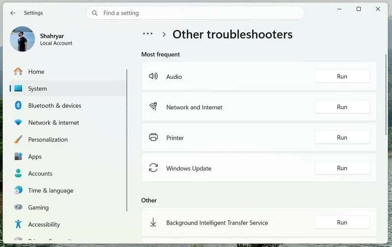اجرای Windows Update Troubleshooter