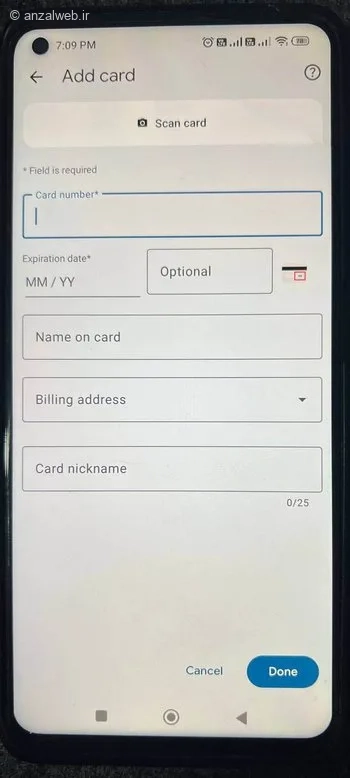 نحوه اضافه کردن کارت جدید بانکی در کروم
