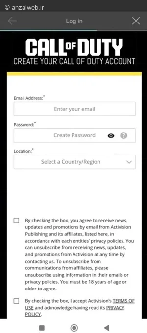 گزینه SIGN UP