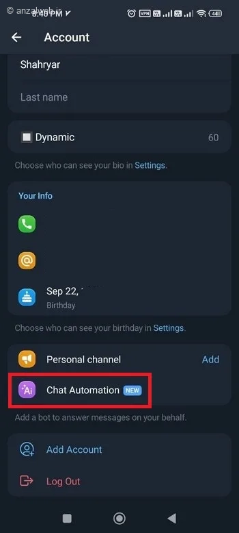 گزینه جدید Chat Automation