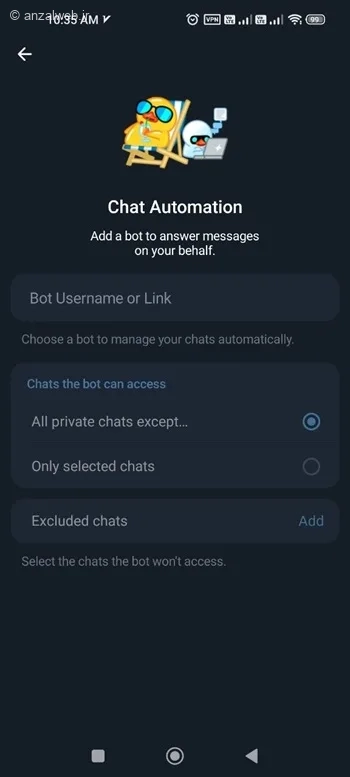 صفحه Chat Automation