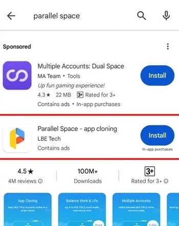 برنامه Parallel Space