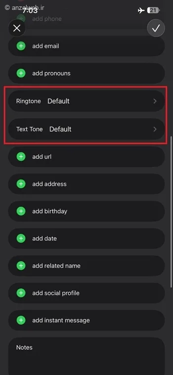گزینه Ringtone