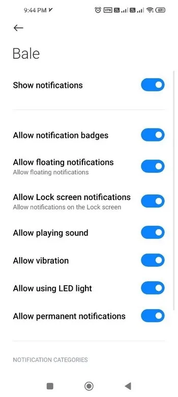 گزینه Show Notifications