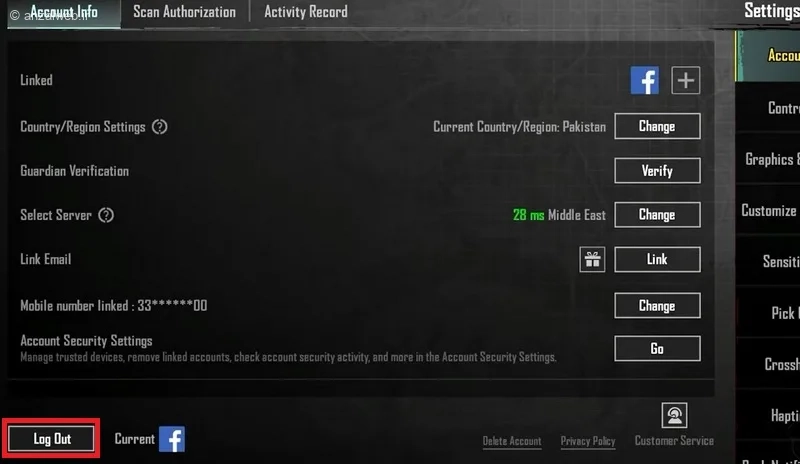 Logout پایین