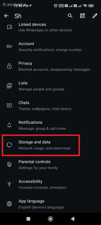 بخش Storage and data