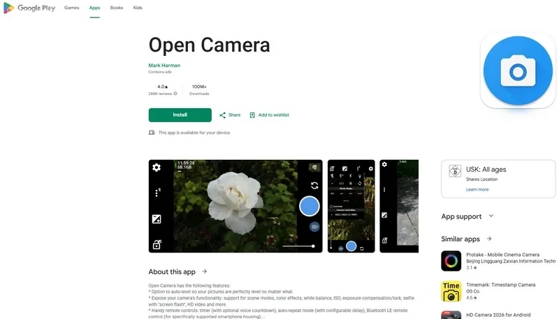 برنامه Open Camera، بهترین جایگزین رایگان دوربین اندروید