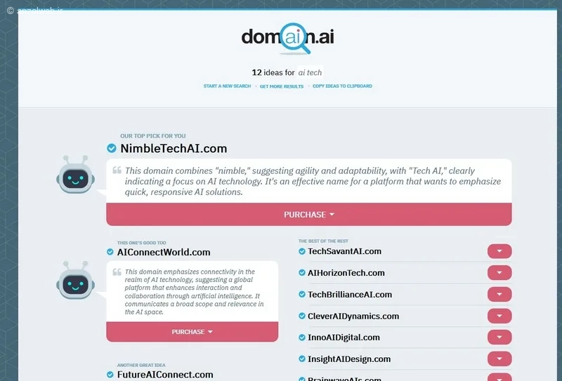 پیشنهاد نام دامنه با هوش مصنوعی