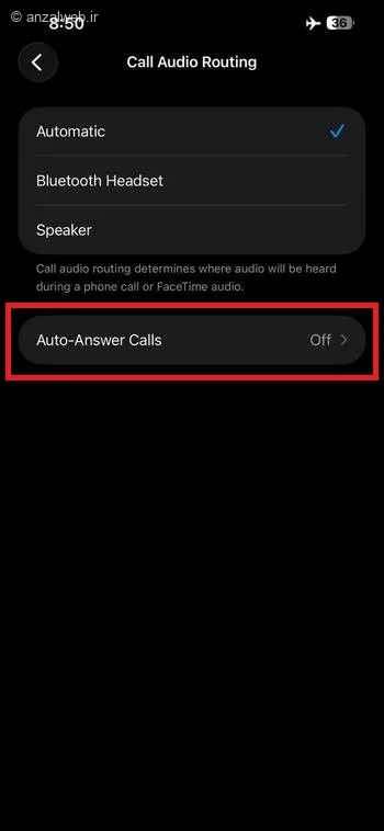 گزینه Auto-Answer Calls