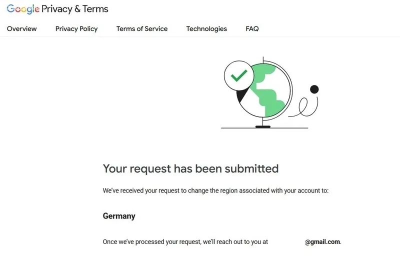 پیغام Your request has been submitted درخواست شما