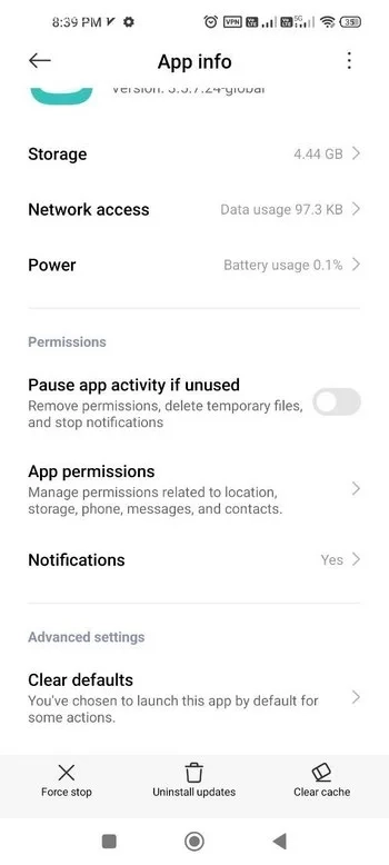 گزینه Uninstall updates
