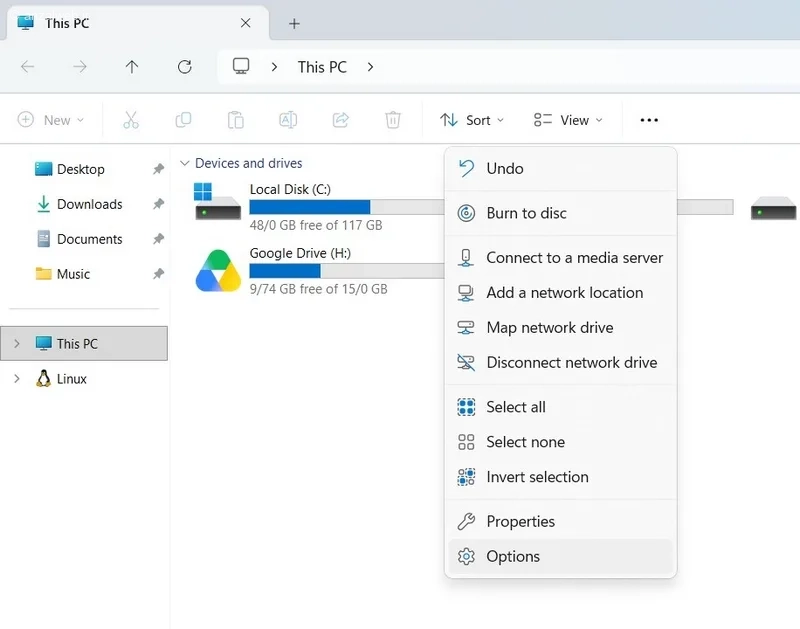 باز کردن پوشه های قبلی ویندوز با استفاده از Folder Options