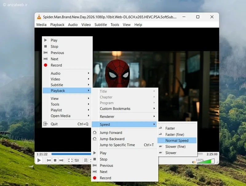 تنظیم سرعت پخش در VLC کامپیوتر
