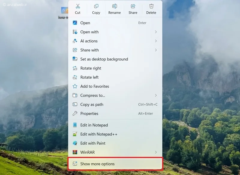 گزینه Show more options